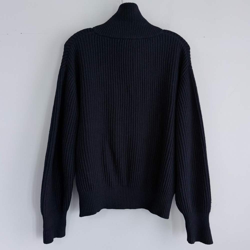 Dunst Half Zip Ribbed Wool Sweater Navy S Chunky Knit Minimalist Quiet Luxury - Picture 8 of 16